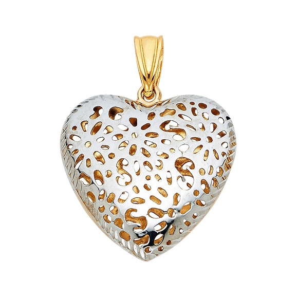 TGDJ Other - 14K Two Tone  Flower Heart Pendant